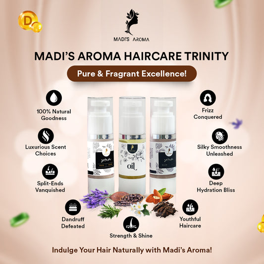 Madi’s Aroma Haircare Trinity Package (Hair oil + Musk Serum + Oud Serum)